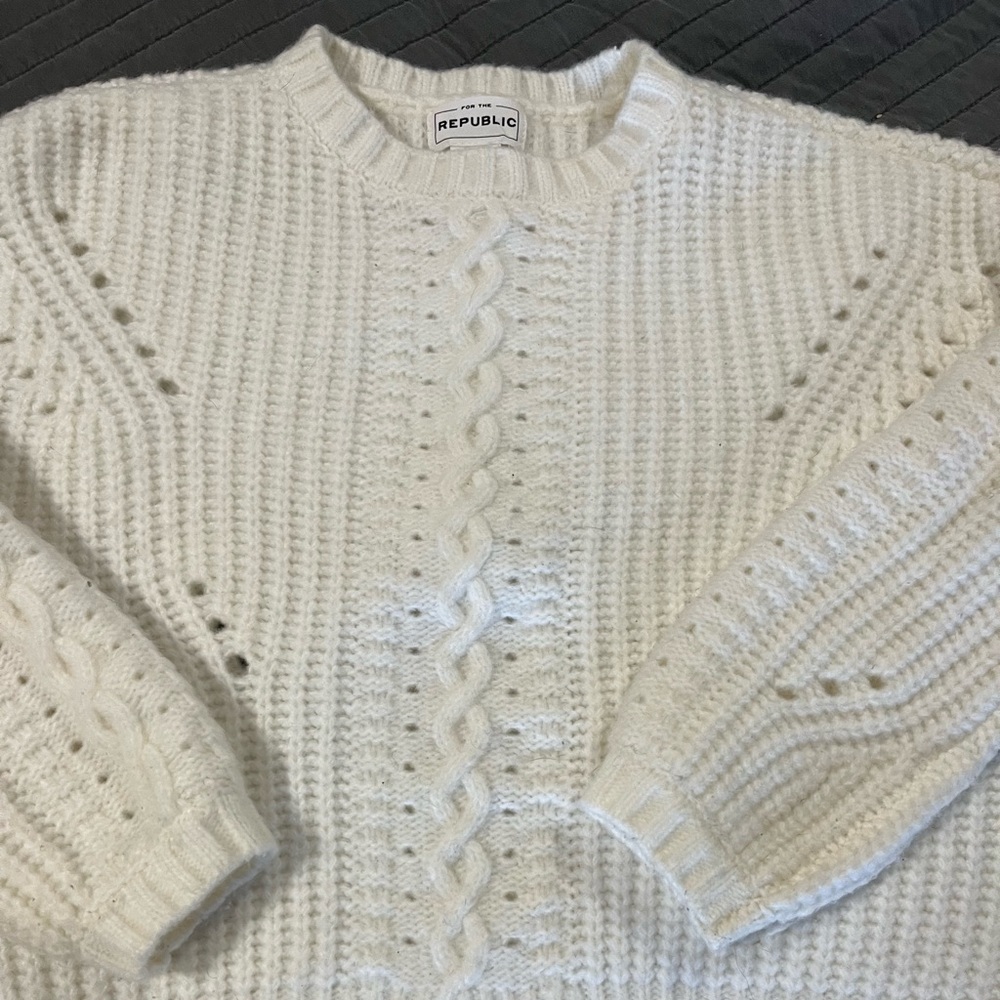 For the republic wool blend cropped knit sweater
